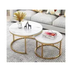 GENERICO - Mesa De Centro Auxiliar Doble Melamina 70x50cm 34x40cm BLANCA