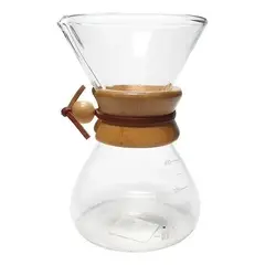 GENERICO - Cafetera Por Goteo 400 Ml Vidrio - Cuero Y Madera