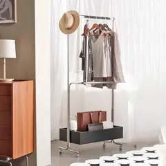 EVERSO - Perchero Organizador Colgante Ropa Acero Con Ruedas Y Ceste