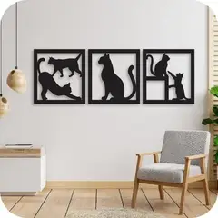 LOS REGALONES - Cuadro Decorativo Artesanal Gato Amistoso