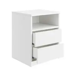 DECORACION CREATIVA - Velador 2 Cajones 1 repisa Blanca premium.