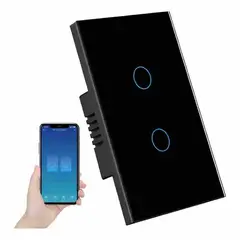 TNAKIEX - Interruptor Luz Pared Inteligente Wifi 2 Vías,Negro