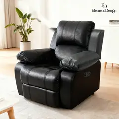 ELEMENT DESIGN - Berger Reclinable Sillón 1 Cuerpo PU 84x73x97cm Negro Soporte Lumbar