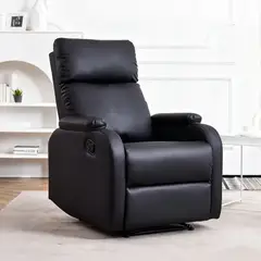 ELEMENT DESIGN - Berger Reclinable Sillón 1 Cuerpo PU 68x75x97cm Negro Piel Antiarañazos