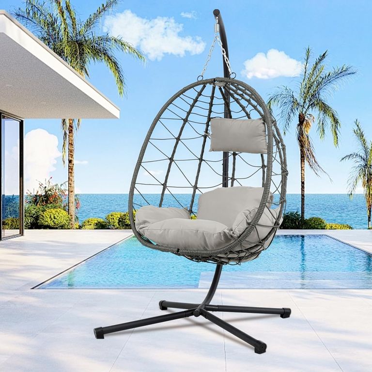 Silla Colgante de Terraza Brisa con Cojínes Ensanchado Gris a $109.990