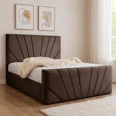 GENERICO - Base de Cama Americana Doble Respaldo Super King Lino Café