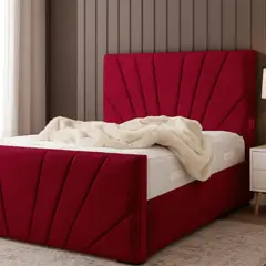 GENERICO - Base de Cama Americana Doble Respaldo Super King Lino Burdeo