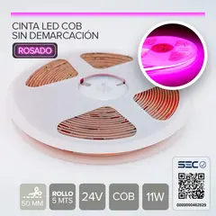STOREFIX - CINTA LED COB SIN DEMARCACION 11W 24V ROSADO (Rollo 5 mts)