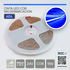 STOREFIX - CINTA LED COB SIN DEMARCACION 11W 24V AZUL (Rollo 5 mts)