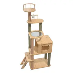 SUKEA - Torre Rascador Grande Y Casa Madera Grueso Para Gatos ZM02