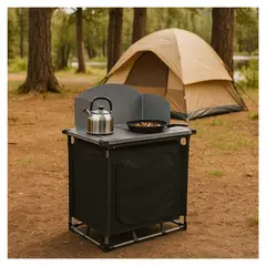 RUTTA - Mesa de Cocina Plegable Camping Negra