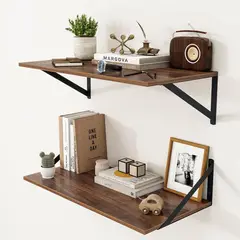 EINICIO - Juego De 2 Estantes Flotantes De Pared Para Hogar-Marrón