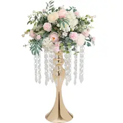 TATEE - Soporte de flores de metal Decoraciones de boda 35 cm Con 24 cortinas de cuentas