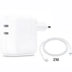 APPLE - Dual Usb-C Power Adaptador Cargador iPhone 35W Con Cable C Lightning 2mt