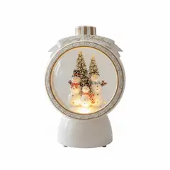 WAKESHOME - Farol Navideño Decorativo Musical Con Luces y Copos De Nieve