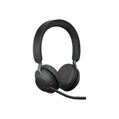 JABRA - Evolve2 65 MS Stereo Audifonos Bluetooth Inalámbricos, con Micrófono, Cancelación de Ruido Pasiva, Conexión USB-C, Certificados Microsoft Teams, Negro