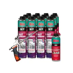 AKFIX - Kit 12x Espuma Adhesiva 967P + Limpiador + Pistola Aplicadora