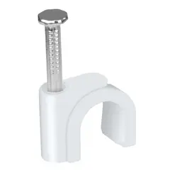 GEN - 25X Grampa Grapa Clavo Para Cable De Red Cat6 Coaxial Pinza - Blanco