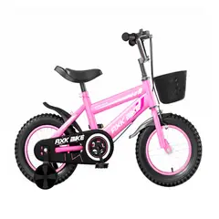 GLOBAL LATIN GROUP - Bicicleta Aro 12 Infantil con Ruedas de Apoyo y Canasto - Rosa