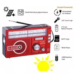 MOVI - Radio portátil AM-FM Multiuso con Linterna Panel Solar pilas y 220V