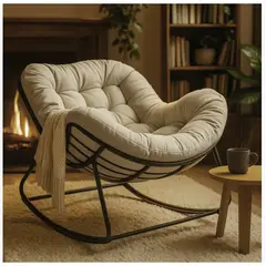 HOMER DESIGN - Sillon Mecedor Silla Mecedora Sitial Moderna Talla Xl