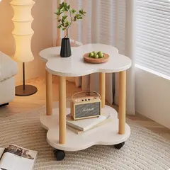 YOMYM - Mesa pequeña - rueda de freno blanca cálida con trébol de cuatro hojas - 50x50x48