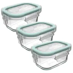 ALLEGRA - Set 3 Contenedores Hermeticos Vidrio 150mL Rectangular