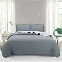 TODOHOGAR SANTIAGO DE CHILE - Cubrecamas Algodón con pom pom 1.5 plazas