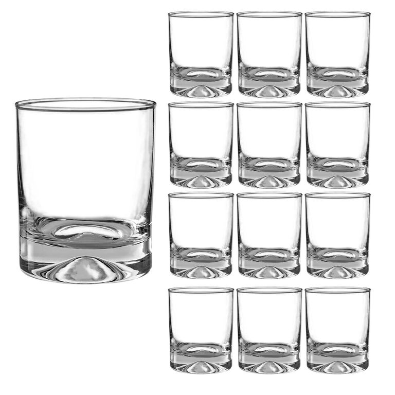 CRISTAR Set 12 Vasos Bajos Manhatan Jugo Whisky Bebidas 340mL