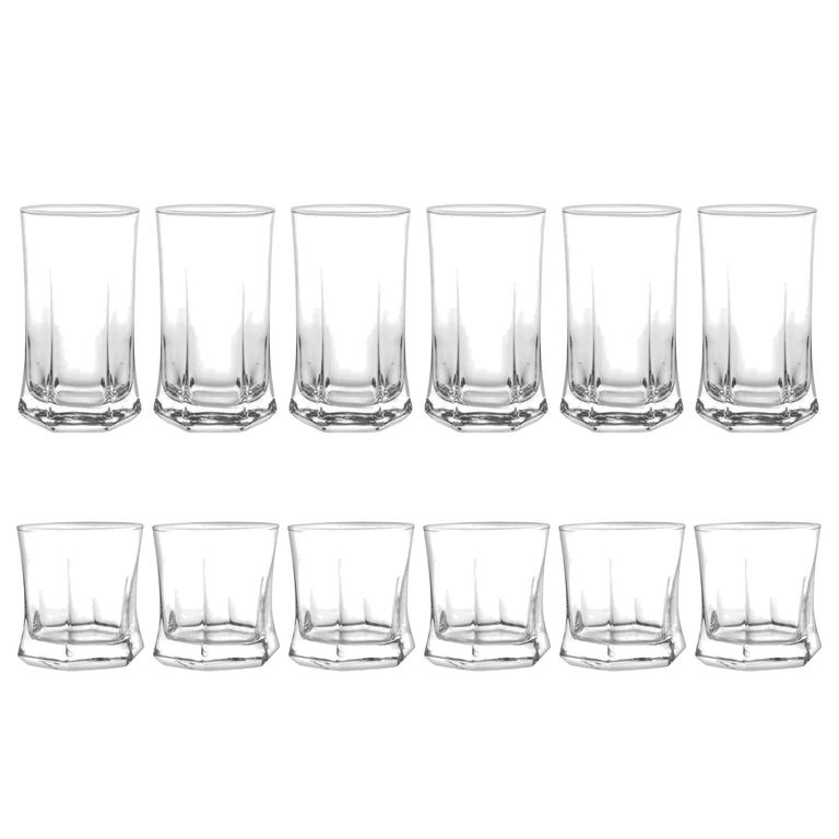 CRISTAR Set De 12 Vasos Altos Y Cortos Vivaldi