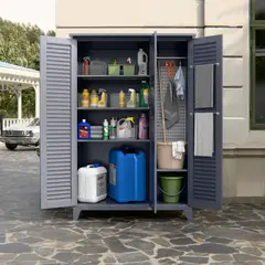 GENERICO - Gabinete exterior 3 puertas 4 separaciones, barra y tablero para colgar 185x120x50 cm - Mod OCC-7