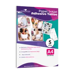 CURSOR - PAPEL TATUAJE TRANSPARENTE INKJET 5 HOJAS A4 - Blanco - A4