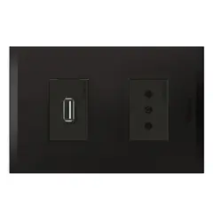 BTICINO - Cargador Usb A+ Enchufe 2P+T 10A 250V Antracita Black Nobile