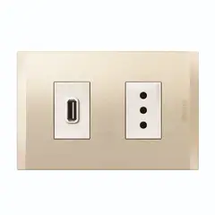 BTICINO - Cargador Usb A+ Enchufe 2P+T 10A 250V Blanco Perla Nobile