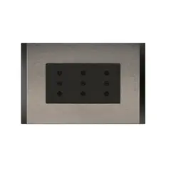 BTICINO - Enchufe Triplex 2P+T 10A 250V Antracita Metal Titanio Nobile.