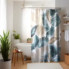 NAUTICA - Cortina para baño poliéster 180x180cm diseño hojas tropicales