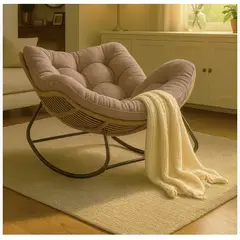 HOMER DESIGN - Sillon Mecedor Silla Mecedora Sitial Moderna Talla Xl tejido