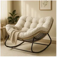 HOMER DESIGN - Sillon Mecedor Silla Mecedora Sitial Moderna Talla Xl tejido