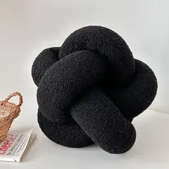 SANTU HOME & DECO - Cojín Nudo Negro Bouclé Deco