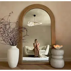 SANTU HOME & DECO - Espejo Arco Escalonado Café Cuerpo Entero 200x100cm