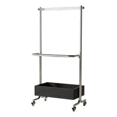 EVERSO - Perchero Organizador Colgante Ropa Acero Con Ruedas Y Ceste Negro