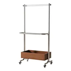 EVERSO - Perchero Organizador Colgante Ropa Acero Con Ruedas Y CesteMarron