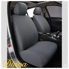 DIANA - FUNDA PARA ASIENTO DE AUTO UNICOLOR GRIS TELA CUADRILLE TAMAÑO UNIVERSAL