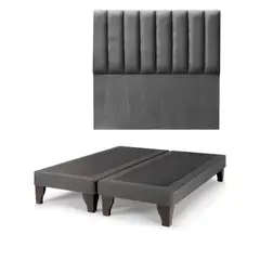 GENERICO - Base Europea mas Respaldo Tubular Super King LINO GRIS OSCURO