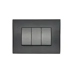 LEXO - Interruptor Embutido Triple 9 / 32 10a Black Andes Armado Metal -