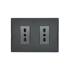 LEXO - Enchufe Embutido Doble 2p+t 16a Black Andes Armado Metal -