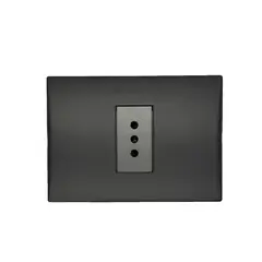 LEXO - Enchufe Embutido Simple 2p+t 10a Black Andes Armado Metal -