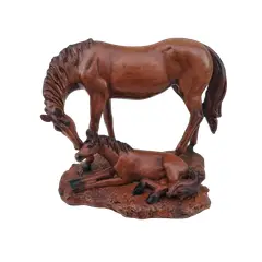 GENERICO - Figuras Caballos Yegua Y Potrillo Resina Adorno Decoracion casa