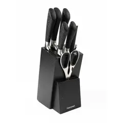 HAUSSEN - Taco Cuchillos Acero Con Tijera y Pelador Infini Set 8 Pcs - Negro