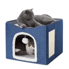 GENERICO - CAMA CASA PLEGABLE PARA GATOS NIDO AZUL
